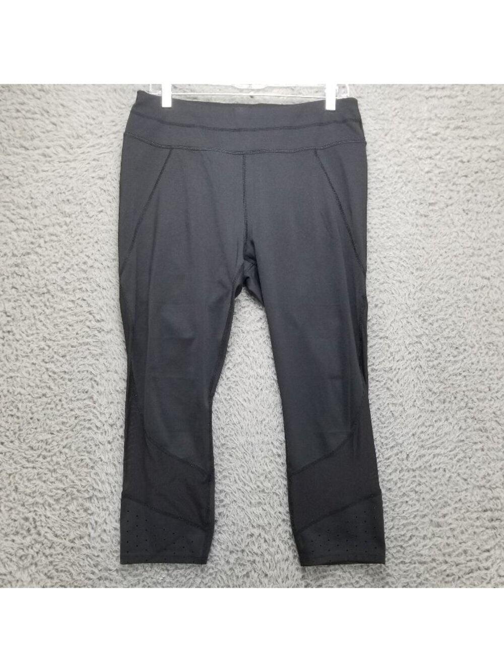 Athleta Pants Womens Large Black Stretch Drawstring Cropped Leggings